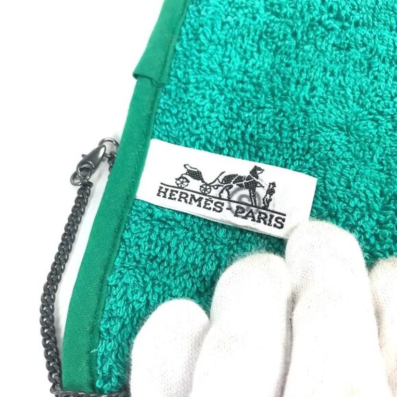 HERMES vintage Bird pattern Hand Towels Interior towel cotton Green/yellow - Picture 8 of 8